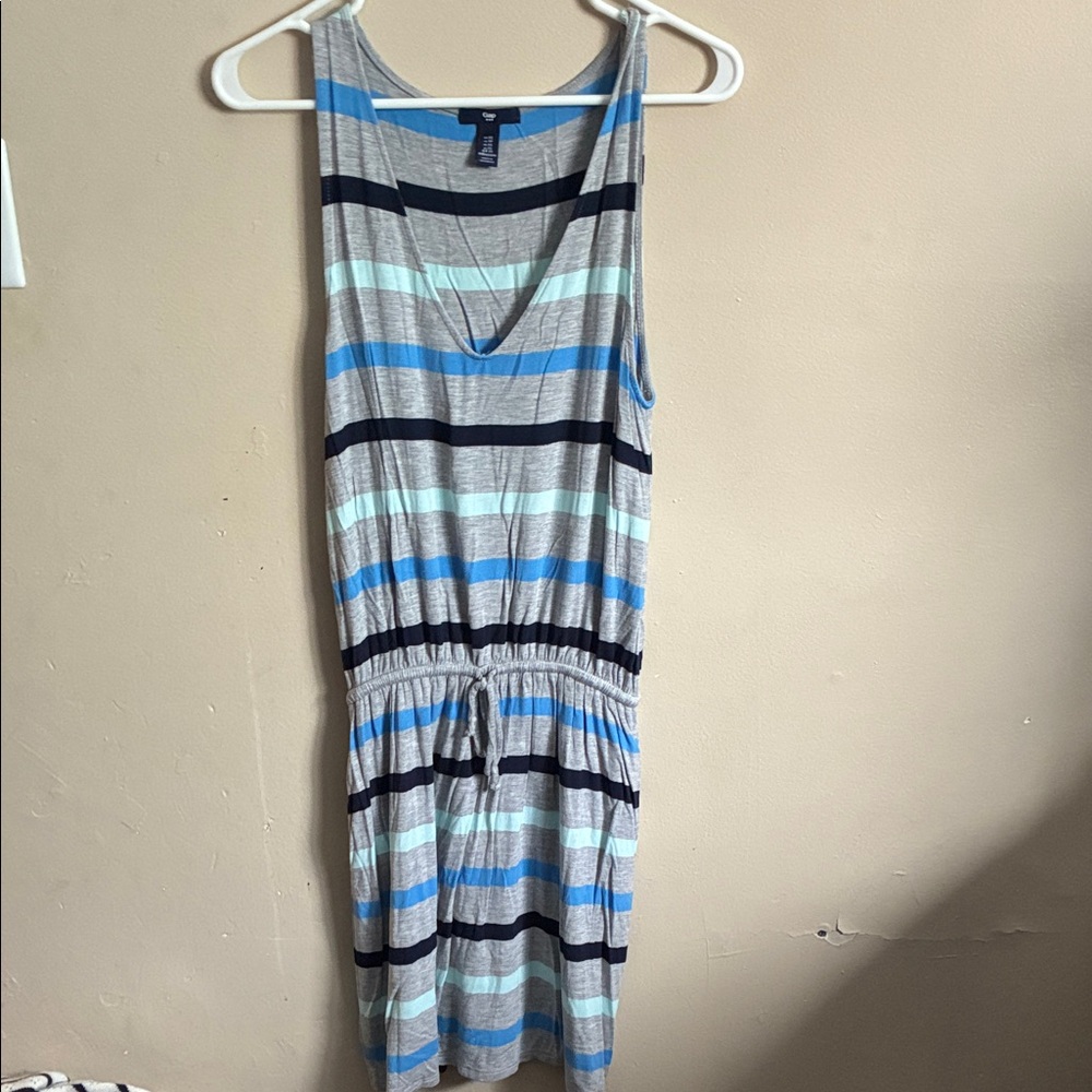 GAP Striped Midi Dress - Blue and Gray